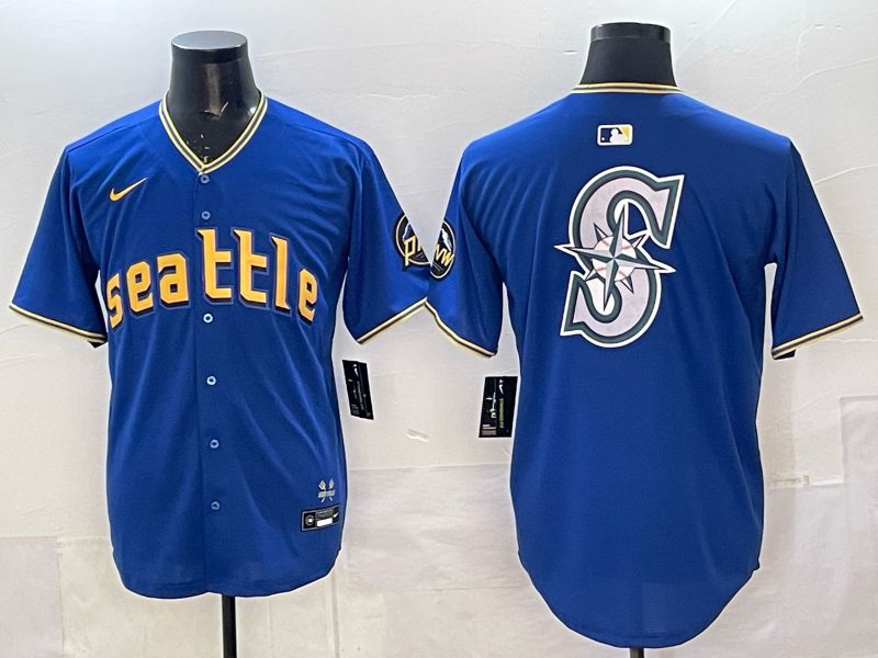 Men 2025 Seattle Mariners Blank Blue City Edition Nike MLB Jersey 33->seattle mariners->MLB Jersey